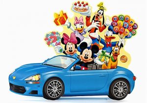 Happy Birthday Cards with Cars Disney Pop Up Blue Car with Flashing Lights Blinks to