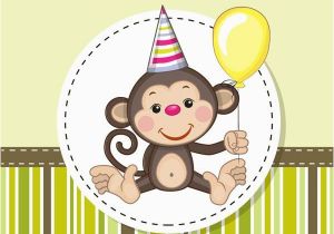 Happy Birthday Cards with Monkeys Cartoon Monkey Birthday Card Vector Printables