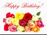 Happy Birthday Cards with Roses Colorful Roses Happy Birthday Card Concept Stock Photo