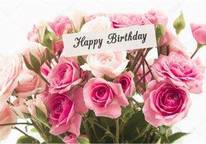 Happy Birthday Flowers for A Man Cartolina Di Buon Compleanno Con Il Mazzo Di Rose Rosa