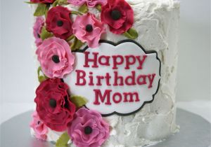 Happy Birthday Flowers for Mom Happy Birthday Mom Cake with Pink Flowers Frosted Bake