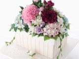 Happy Birthday Flowers In Box 90th Birthday Flower Box Cake Flower Fondant