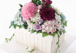 Happy Birthday Flowers In Box 90th Birthday Flower Box Cake Flower Fondant