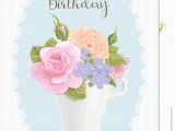 Happy Birthday Flowers Romantic Vintage Romantic Card Flowers In Cup On Happy Birthday