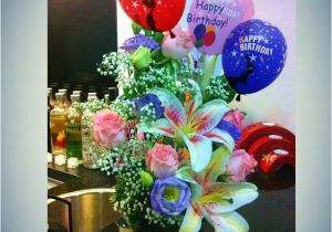 Happy Birthday Flowers with Balloons Birthday Wishes Flower Arrangement Flowers to Singapore