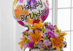 Happy Birthday Flowers with Balloons Happy Blooms Basket Kremp Com