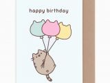 Happy Birthday From the Cat Card Buy Pusheen the Cat Happy Birthday Balloons Greeting Card