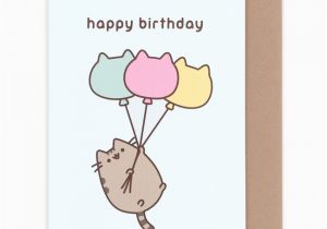 Happy Birthday From the Cat Card Buy Pusheen the Cat Happy Birthday Balloons Greeting Card