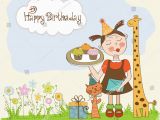Happy Birthday Girl Pic Happy Birthday Card with Funny Girl Animals and Cupcakes