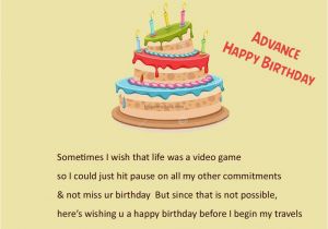 Happy Birthday In Advance Quotes Advance Quotes Quotesgram