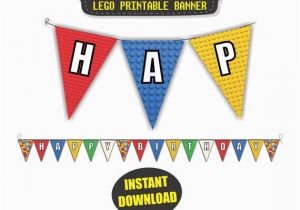 Happy Birthday Lego Banner Printable Lego Birthday Party Banner Lego Happy Birthday Banner by