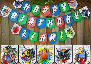 Happy Birthday Lego Banner Printable Lego Justice League Inspired Birthday Banner Instbirthday