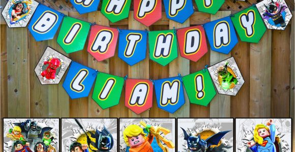 Happy Birthday Lego Banner Printable Lego Justice League Inspired Birthday Banner Instbirthday