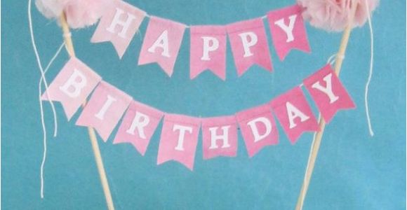 Happy Birthday Pennant Banner Cake topper Birthday Cake Banner Pink Ombre Quot Happy Birthday Quot Cake