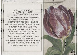 Happy Birthday Quotes for Grandma In Heaven Grandmother Happy Birthday In Heaven Grandmother Card