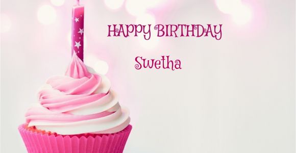 Happy Birthday Swetha Quotes Happy Birthday Cupcake Candle Pink Cake for Swetha