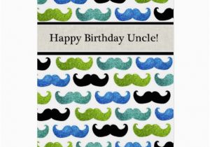 Happy Birthday Uncle Greeting Cards Blue Mustache Pattern Happy Birthday Uncle Greeting