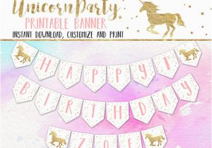 Happy Birthday Unicorn Banner Free Unicorn Party Banner Editable Printable Unicorn Birthday