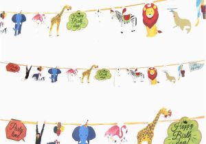 Happy Birthday Zoo Banner 1set New Happy Birthday Paper Flag Animal Zoo Party Bell