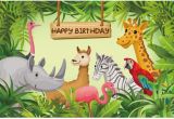 Happy Birthday Zoo Banner 7x5ft Safari Jungles Happy Birthday Zoo Flamingo Giraffe