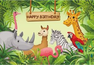 Happy Birthday Zoo Banner Happy Birthday Photography Backdrop Jungle Safari themed