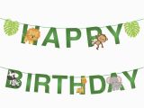 Happy Birthday Zoo Banner Jungle Party Animal Cone Safari Zoo Animal Happy Birthday