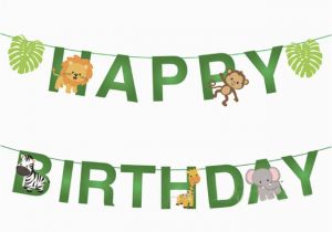 Happy Birthday Zoo Banner Jungle Party Animal Cone Safari Zoo Animal Happy Birthday