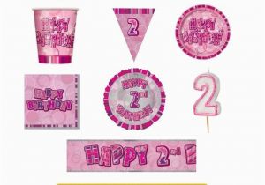 Happy Second Birthday Banner Age 2 Happy 2nd Birthday Pink Glitz Party Banners