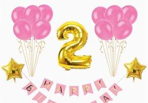 Happy Second Birthday Banner Baby Second Birthday Blue Pink Happy Birthday Banner 2nd