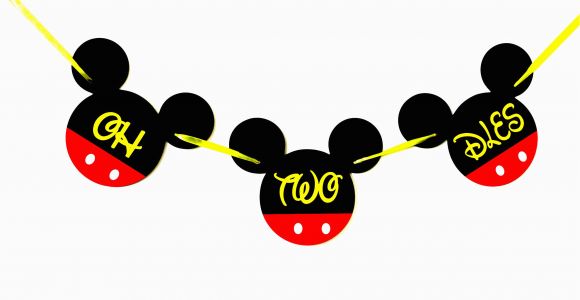Happy Second Birthday Banner Oh Two Dles Mickey Mouse Birthday Banner Minnie