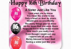 Happy Sweet 16 Birthday Quotes Sister Happy 16th Birthday Sister Poem Sticker Zazzle