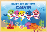 Happy Third Birthday Banner Baby Shark theme Printable Backdrop Banner Custom Photo