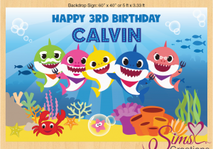 Happy Third Birthday Banner Baby Shark theme Printable Backdrop Banner Custom Photo