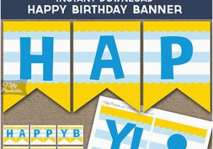 Happy Third Birthday Banner Birthday Banner Printable Happy Birthday Banner Black Gold