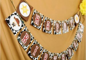 Happy Third Birthday Banner Printable Happy Birthday Banner Diy Western Cowboy by