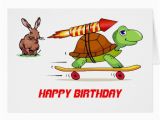 Hare Birthday Cards Rocket Propelled tortoise and Hare Birthday Card Zazzle