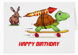 Hare Birthday Cards Rocket Propelled tortoise and Hare Birthday Card Zazzle