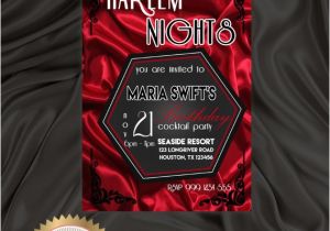 Harlem Nights Birthday Invitations Printable Birthday Party Invitation Harlem Nights Invitation