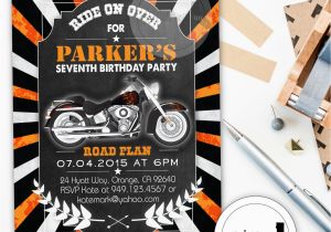 Harley Davidson Birthday Invitations Harley Davidson Birthday Party Invitation Chalkboard