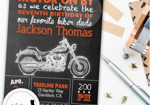 Harley Davidson Birthday Invitations Harley Davidson Birthday Party Invitation Chalkboard