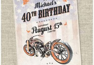 Harley Davidson Birthday Invitations Motorcycle Biker Birthday Invitation Vintage Motorcycle