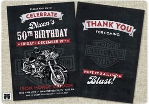 Harley Davidson Birthday Party Invitations Harley Davidson Biker Birthday Invitation Card Includes