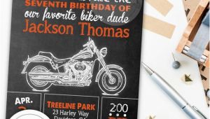 Harley Davidson Birthday Party Invitations Harley Davidson Birthday Party Invitation Chalkboard