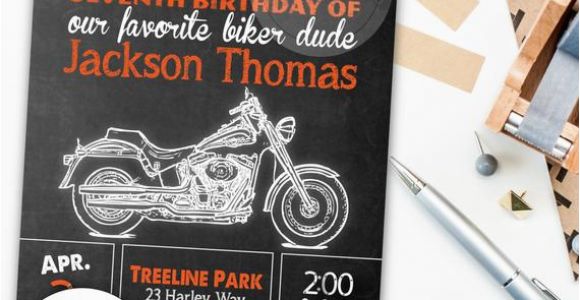 Harley Davidson Birthday Party Invitations Harley Davidson Birthday Party Invitation Chalkboard