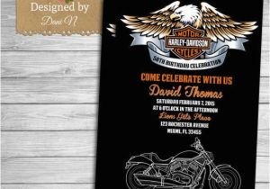 Harley Davidson Birthday Party Invitations Motorcycle Harley Davidson Adult Birthday Invitation 50th