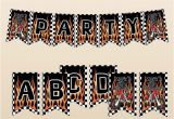 Harley Davidson Happy Birthday Banner Editable Instant Download Motorcycle Flames Checkered