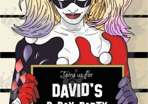 Harley Quinn Birthday Invitation Template Harley Quinn Custom Digital Printable Birthday Party