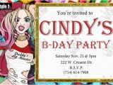 Harley Quinn Birthday Invitation Template Items Similar to Harley Quinn Custom Digital Printable