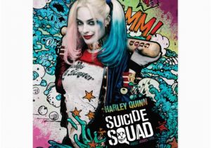 Harley Quinn Birthday Invitation Template Suicide Squad Harley Quinn Character Graffiti Postcard