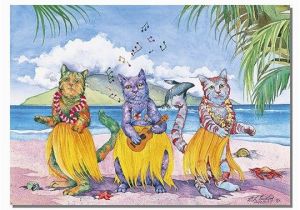 Hawaiian Birthday Card Greetings 4 Greeting Cards Hawaiian Happy Birthday Meow Hula Halau